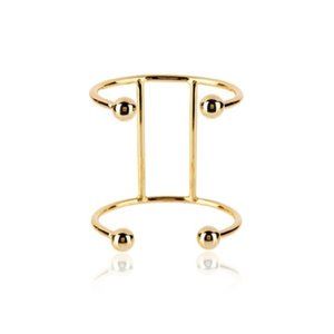 Luv Aj The Double Barbell 14K Gold Cuff Bracelet